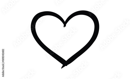 Simple hand-drawn black heart shape on white background. Vector retro hand drawn illustration