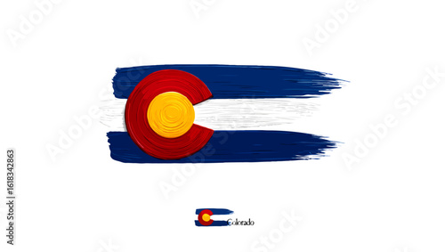 Vector art of colorado state flag with brush stroke effect isolated on white background