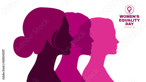 Vector art of silhouettes of women celebrate womens equality day isolated on white background