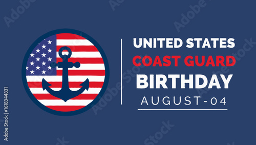 Illustration of united states coast guard birthday on august 04
