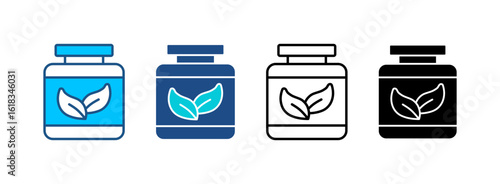 Herbal Treatment Icon Set With Multiple Styles. Vector Illustration