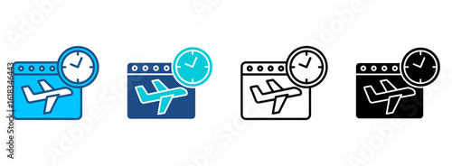 Flight Time Icon Set With Multiple Styles. Vector Illustration