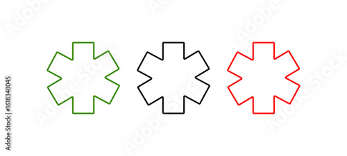 Medical Symbol Set Red, Black and Blue Star.
