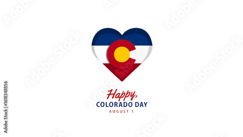 Vector art of a heart shape displays the colorado state flag isolated on white background