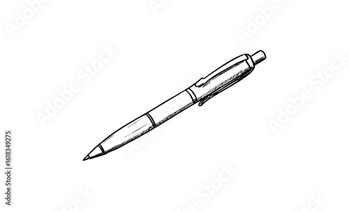 Hand-drawn ballpoint pen on white background. Vector retro hand drawn illustration