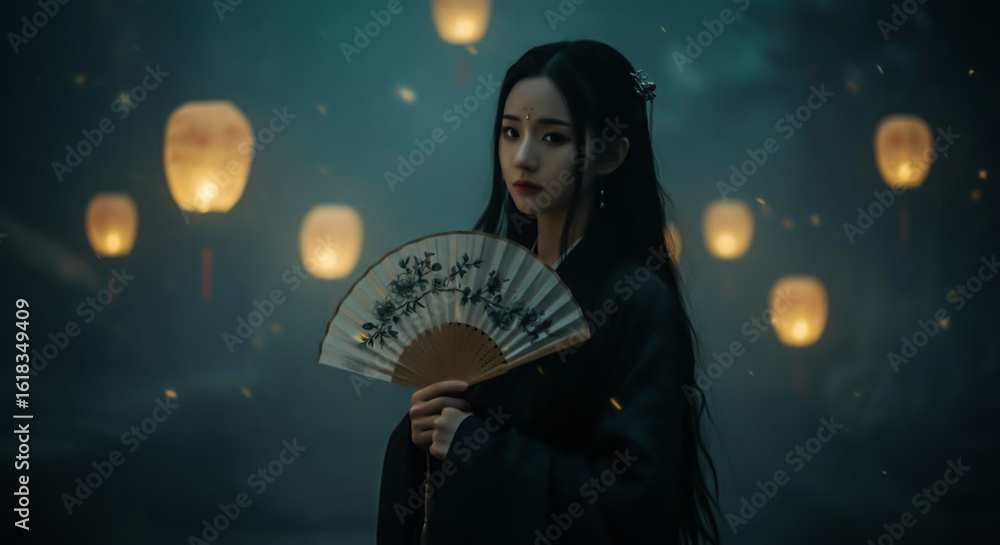 Fototapeta premium Traditional Attire with Lanterns