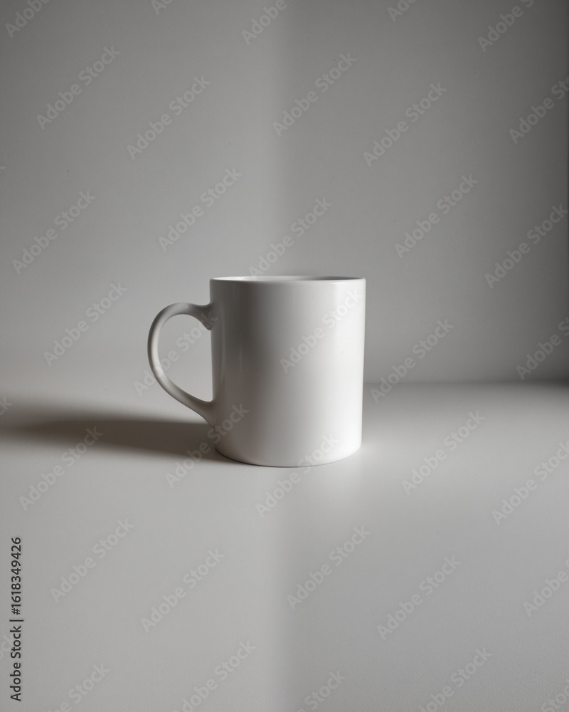 Obraz premium White Coffee Mug on Simple Background for Minimalist Aesthetic