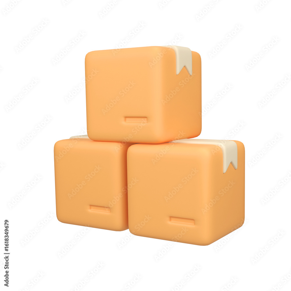 Obraz premium Stack of Delivery Boxes isolated 3d render icon illustration