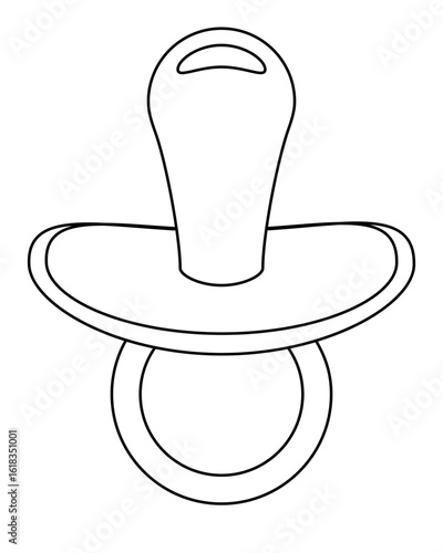 Baby pacifier - vector linear picture for coloring. Outline. Baby pacifier - image for coloring