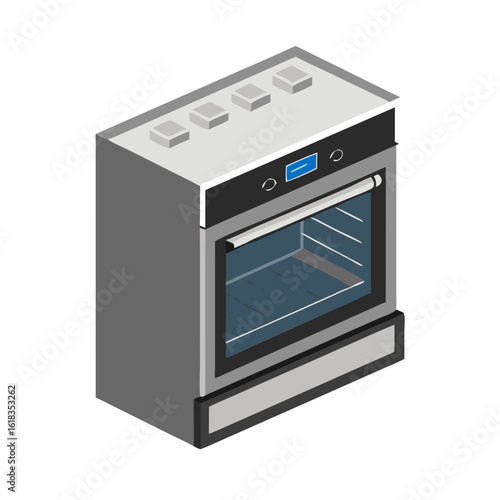 An open electric oven with hot ventilating air