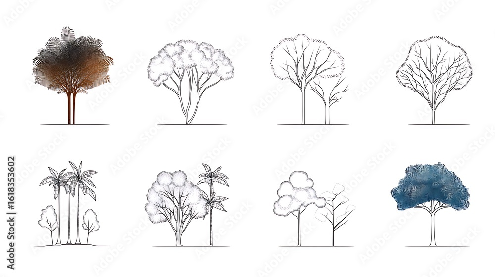 Obraz premium 樹木の輪郭と色彩