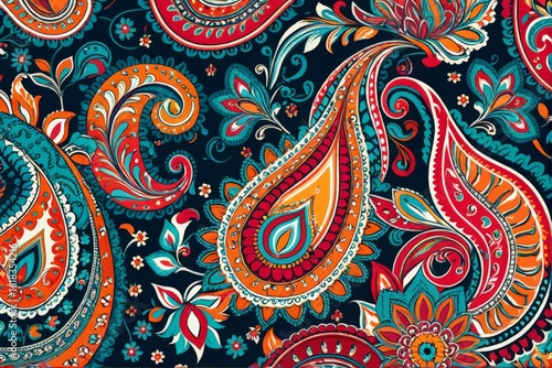 模様, ペイズリー, シームレス, ベクター, デザイン, フローラル, 花, 