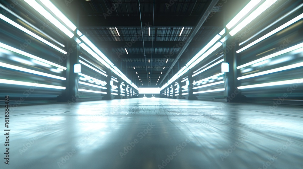 Fototapeta premium Futuristic warehouse corridor