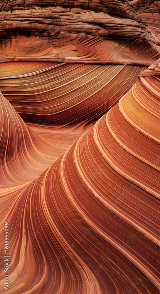 Obraz premium Striking Abstract View of Wavy Sandstone Formations in Warm Earth Tones