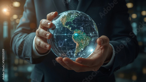 glowing teach earth in hands
