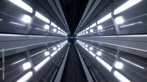 Wallpaper Mural Futuristic Glowing Light Line Tunnel Moving Forward with 3D Depth Effect, Smooth Seamless Loop in Sci-Fi Style Torontodigital.ca