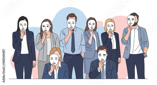 Illustrating the complex dynamics of human interaction and hidden emotions within professional environments revealing unseen feelings and masked intentions