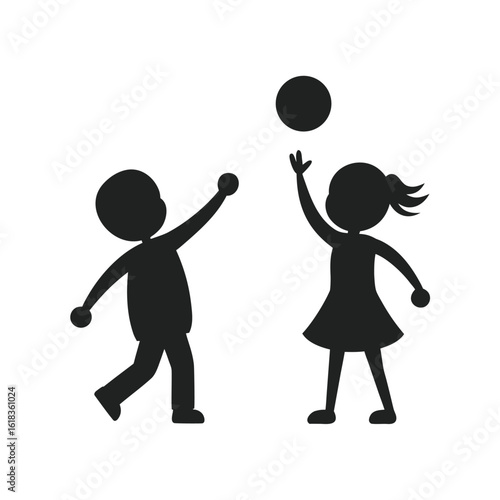 Children Passing Ball In Park Silhouette