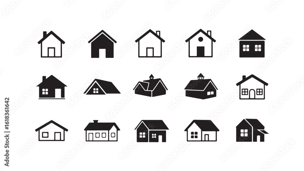 Fototapeta premium House icons set, various styles, simple outline symbols