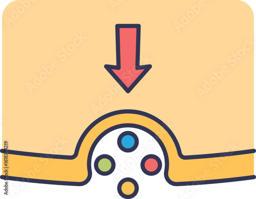 A diagram of neurotransmitter release via exocytosis. A synaptic vesicle fuses with the presynaptic membrane, releasing molecules into the synaptic cleft, triggered by a neural signal (arrow).