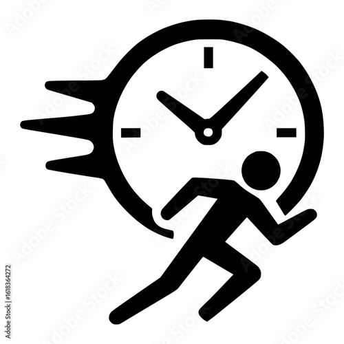 Running Person with Clock Vector Representing Deadline, Urgency, and Time Management Concepts