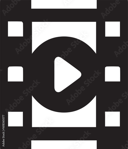 Movie Magic Unveiled Film Reel Icon with Play Button Symbolizing Cinematic Experience and Entertainment