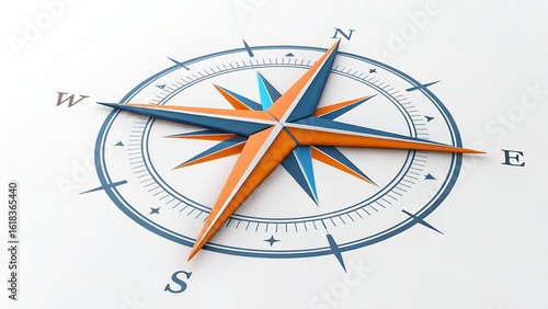 Modern Compass Rose:  Navigation, Direction, and Guidance Concept