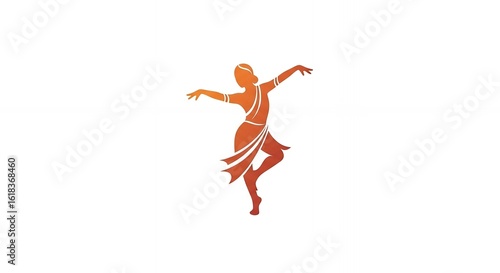 Silhouette of a Graceful Dancer in Traditional Indian Attire