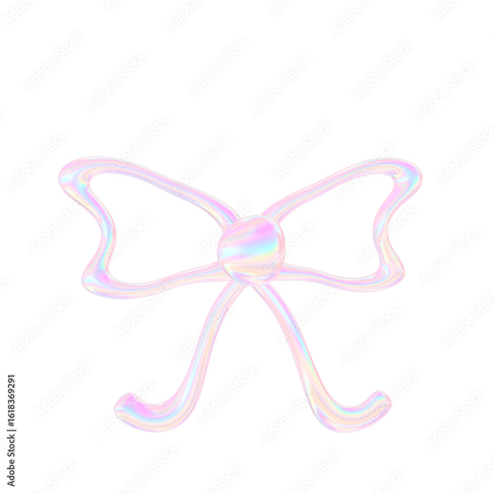 3D Y2K Holographic Ribbon Bow, Cute Pastel Style 3D Y2K Holographic Ribbon Bow, Cute Pastel Style