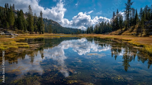 Mountain lake reflection landscape