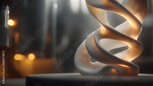 Abstract White Spiral Light Sculpture