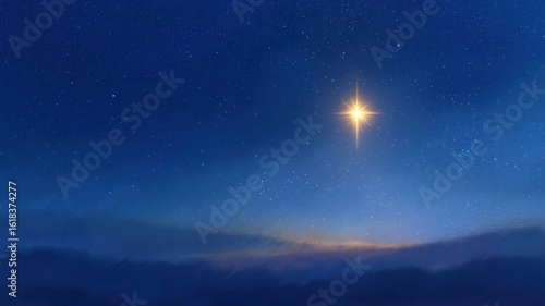 Radiant star glowing above peaceful village, highlighting spiritual significance of christmas eve and divine nativity narrative