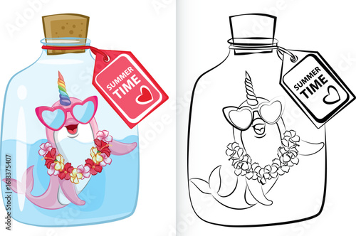 Narwhal Coloring Page for Kids