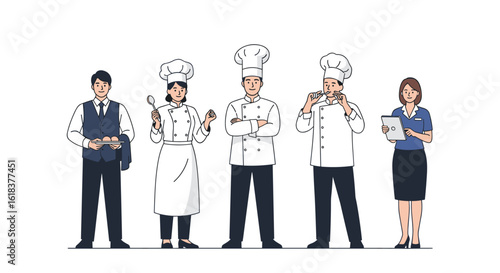 A diverse group of culinary professionals and service staff posing together proudly