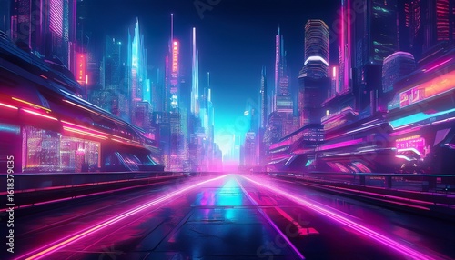 cyberpunk retro futuristic city blurred background with neon lights cyber punk theme urban landscape