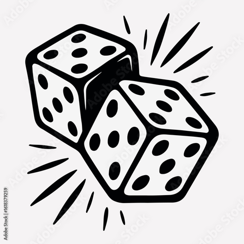 Dynamic Dice Roll   Black and White Vector Motion