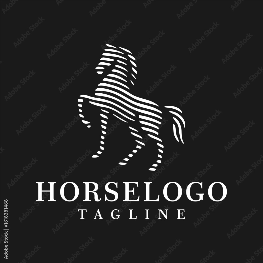 Obraz premium Elegant Striped Horse Silhouette Logo Design for Brand Identity