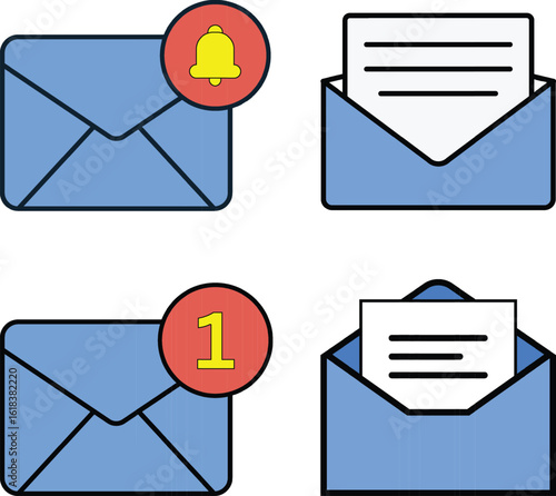 Email Message Notification icon set. Message Email icon.
