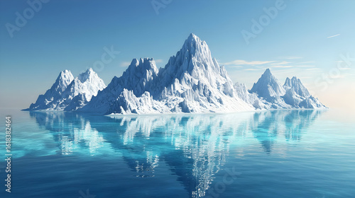 Wallpaper Mural Snow Capped Mountains Reflecting In Calm Ocean Torontodigital.ca