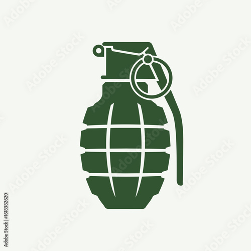 Green hand grenade illustration on white background.