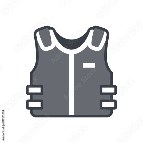 Gray vest with white trim and details isolated on a white background.