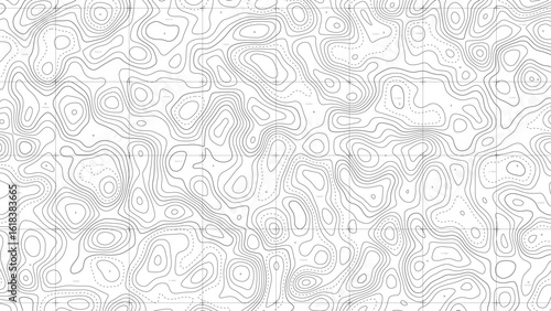 topographic line and dash terrain and mountain curve paths in geometric map in transparent background template