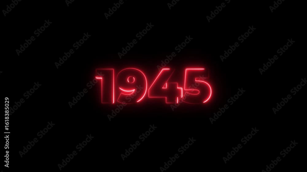1945 neon line text. Abstract 1945 neon text animation, Glowing neon number text background 4k animation. Concept of counting years. Past year technology concept. 1945 neon line text. Abstract 1945 neon text animation, Glowing neon number text background 4k animation. Concept of counting years. Past year technology concept.