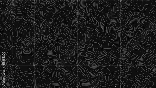 abstract geometric topographic mountain map with editable strokes in chart in black background template