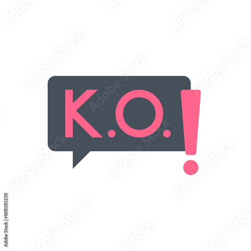 K.O. Badge in Black Speech Bubble with Pink Accent