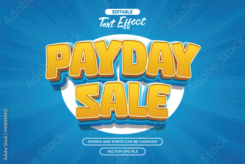 Payday sale editable text effect with blue comic background