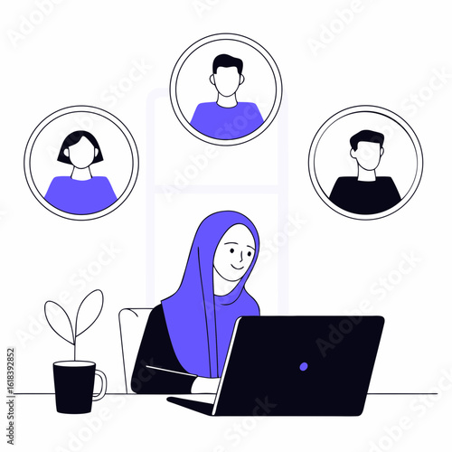 Colleague with Headscarf and Laptop