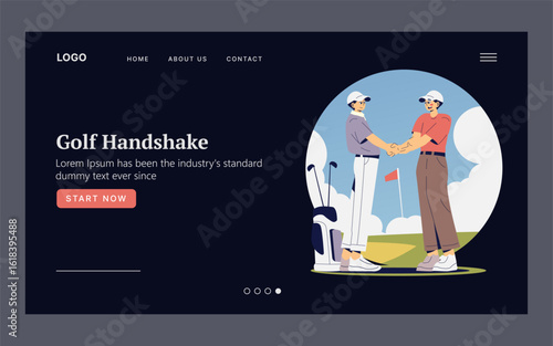Golf Handshake Vector Illustration with Two People