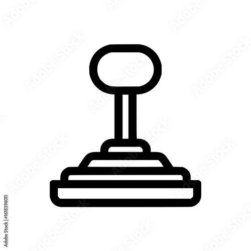Illustration of a black and white manual gear stick with a rounded handle and tiered base design element