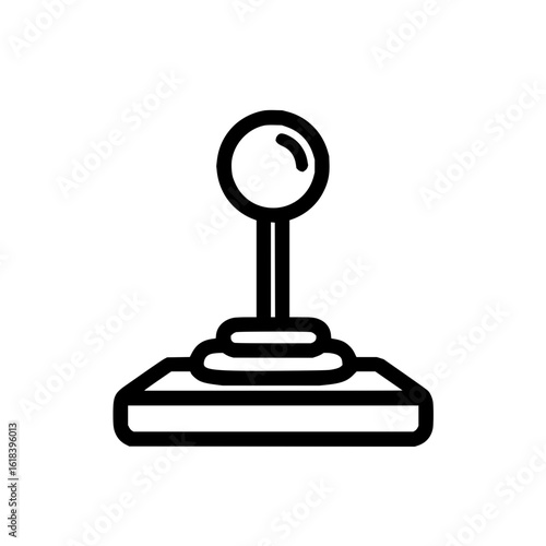 A black and white line drawing of a gear shift with a rounded top and a rectangular base design shown